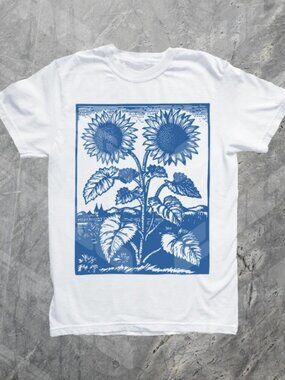 Vintage Sunflowers Shirt, 90s Retro Flowers Tee